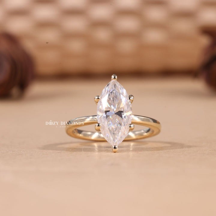 2.0CT-3.0CT Marquise Cut F/VS2 Lab Grown Diamond Hidden Halo Engagement Ring