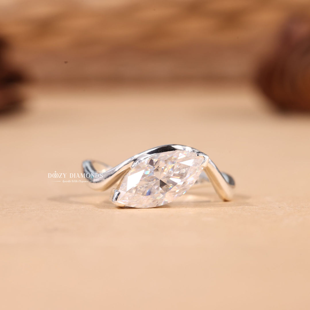 2.0CT-4.0CT Marquise Cut E/VS1 Lab Grown Diamond Waves Engagement Ring