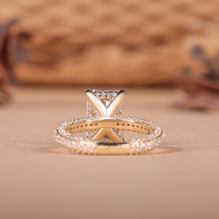 3.0CT - 4.0CT Radiant E/VS2 Lab Grown Diamond Micro Pave Engagement Ring - Doozy Diamonds
