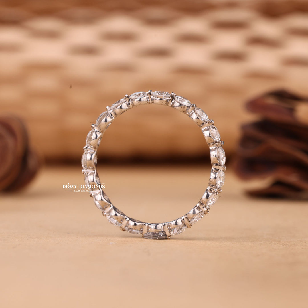 Round Cut Lab Grown Diamond EF/VVS Floating Bubble Full Eternity Wedding Band