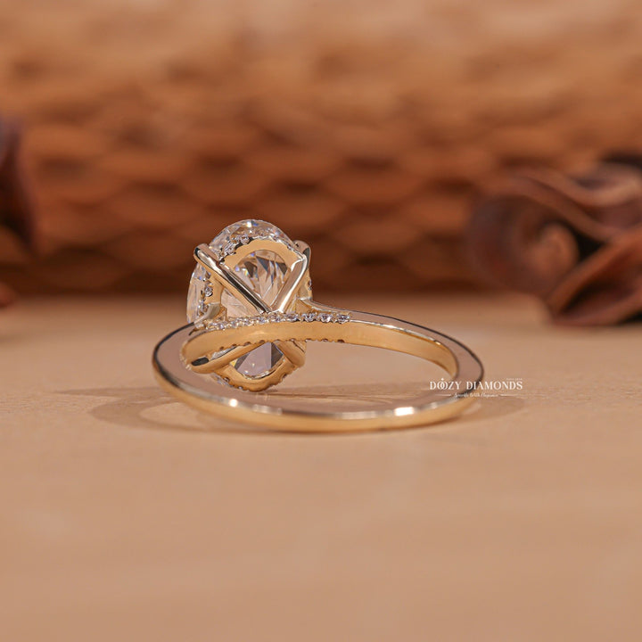 Oval Diamond Ring - Lab Grown Diamond Hidden Halo Engagement Ring
