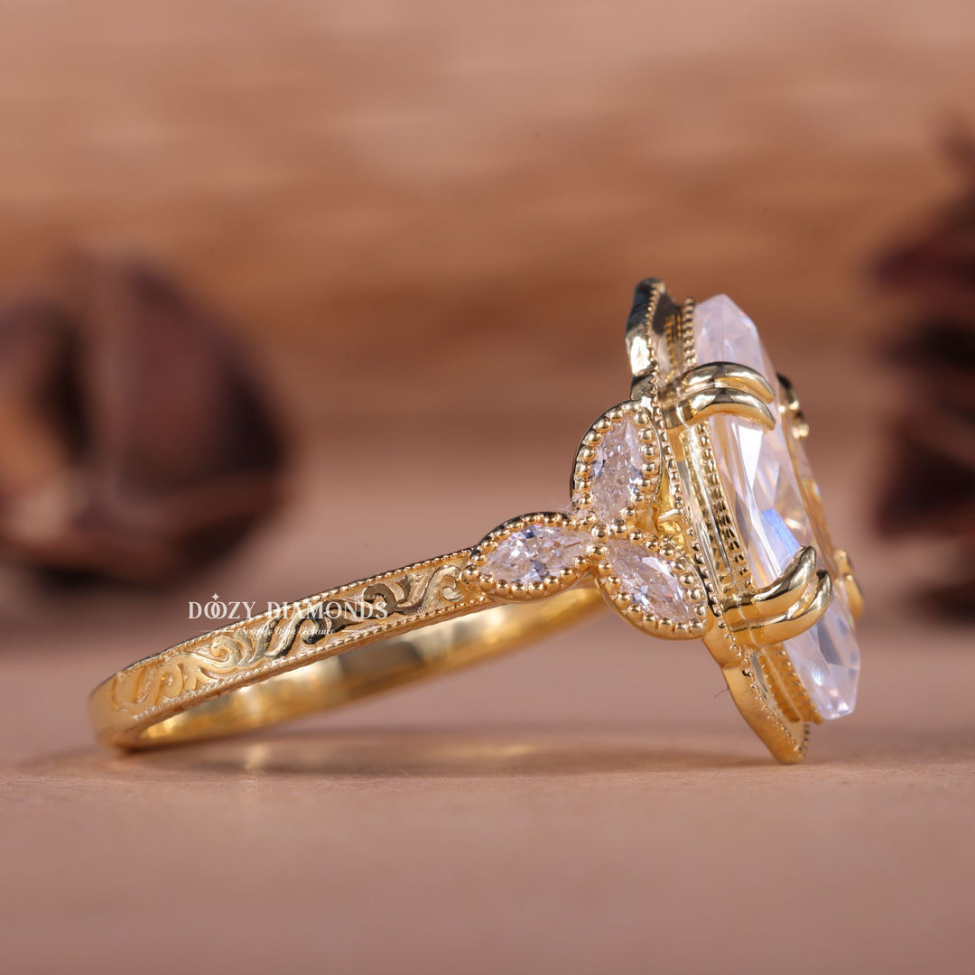 2.50CT-3.50CT Marquise E/VS1 Lab Created Vintage Milgrain Engagement Ring