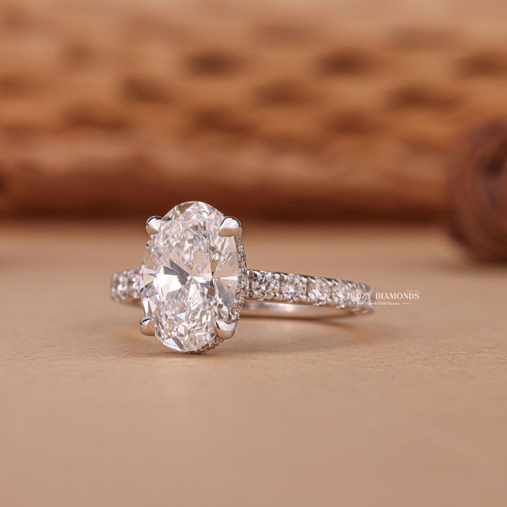 Oval customized engagement ring, Oval made-to-order engagement ring, Oval personalized engagement ring, Oval exclusive engagement ring, Oval engraved engagement ring, Oval halo diamond engagement ring