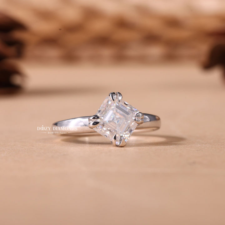1.0CT-2.0CT Asscher Cut F/VS1 Lab Grown Diamond Solitaire Engagement Ring