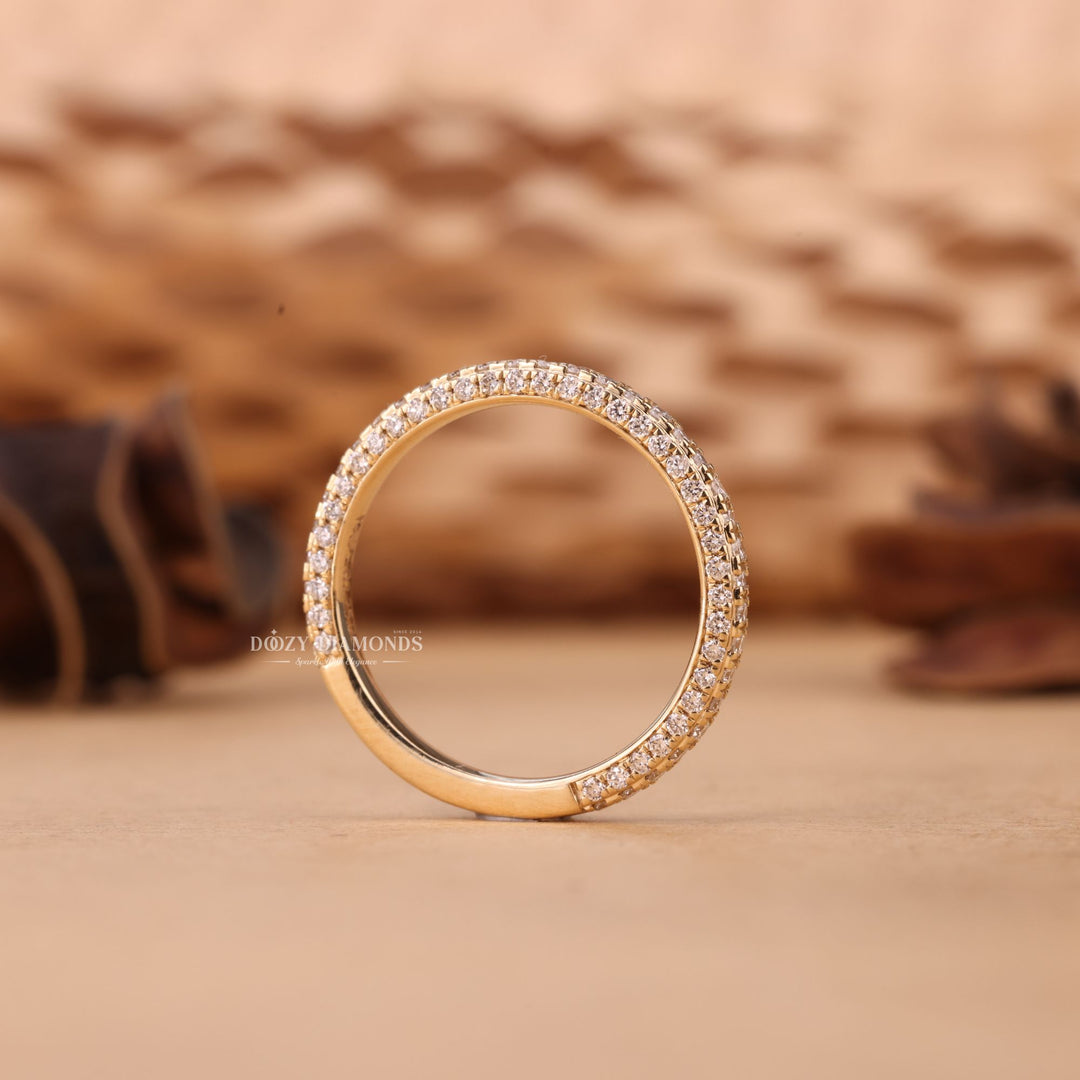 Round Cut Lab Grown Diamond EF/VVS Miceo Pave Wedding Band
