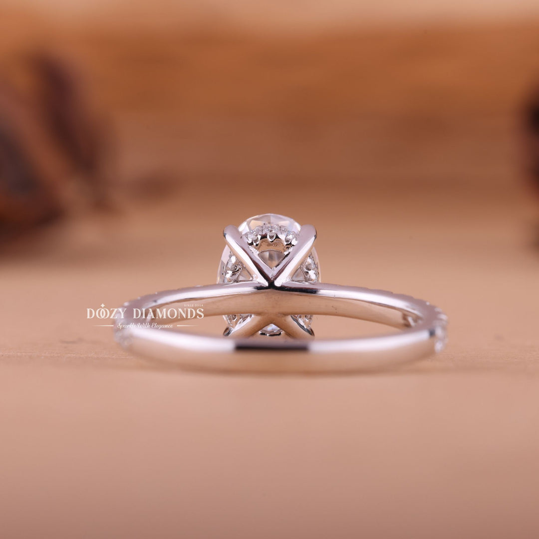 2.0CT-4.0CT Oval E/VS2 Lab Created Diamond Hidden Halo Engagement Ring