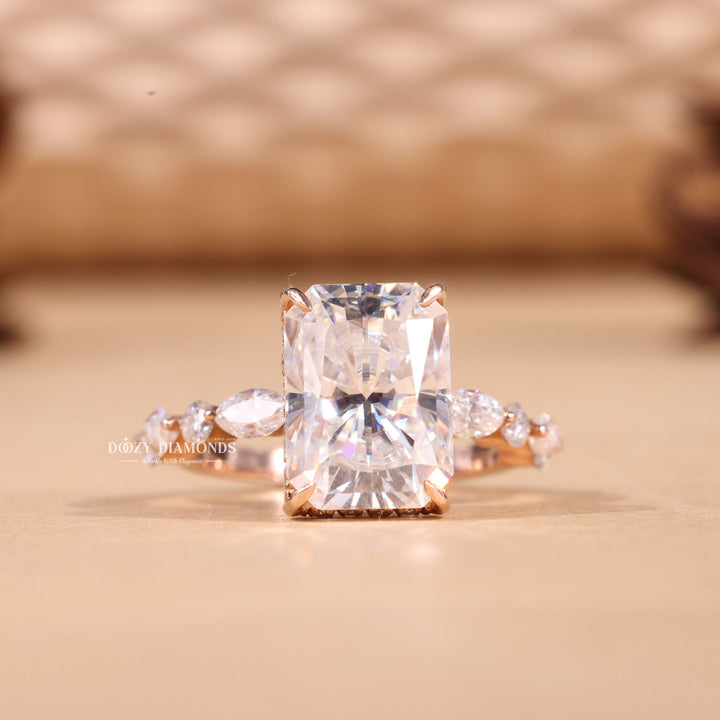 3.0CT-4.0CT Radiant F/VS1 Lab Grown Diamond Pave Engagement Ring
