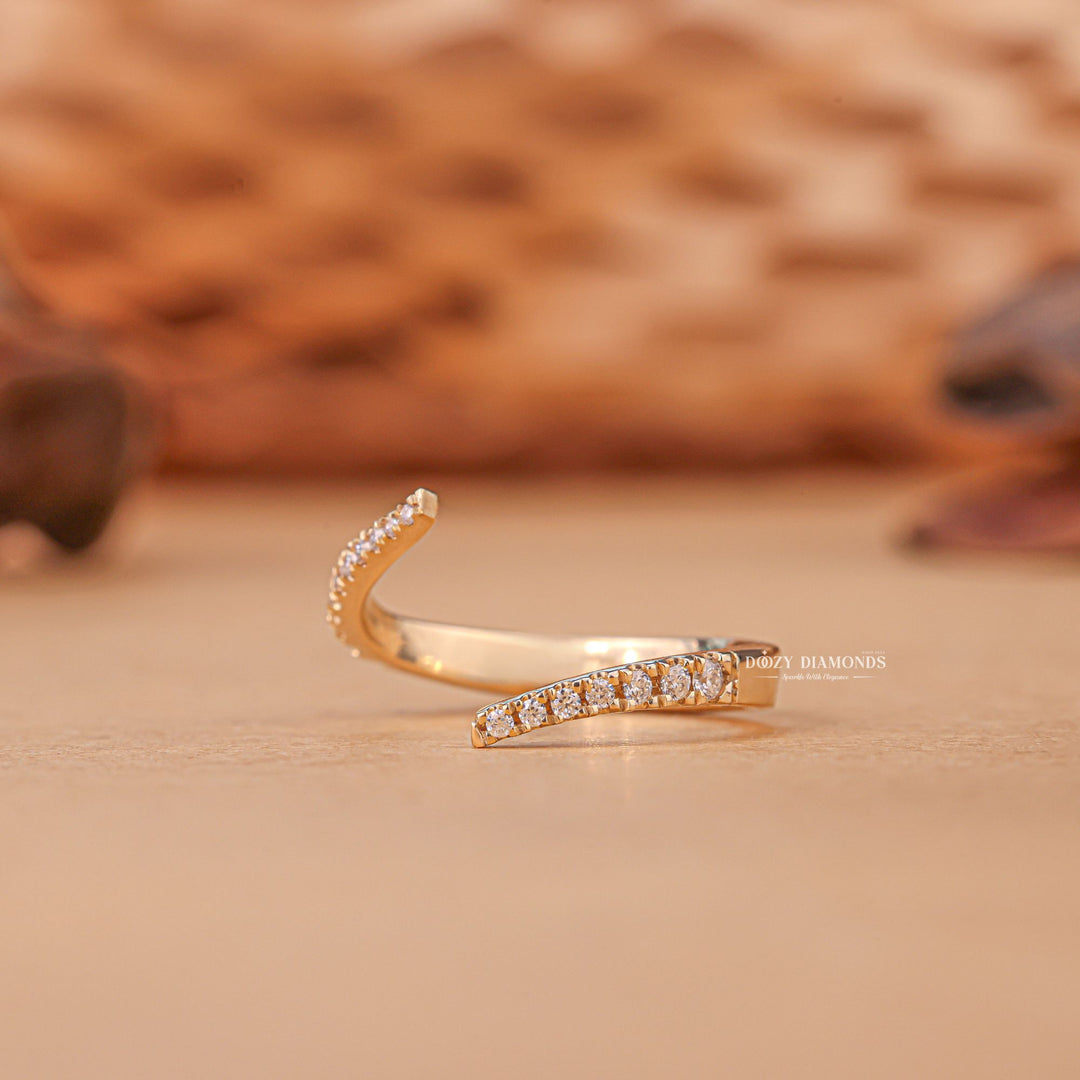Round Cut Lab Grown Diamond EF/VVS Open Wedding Band - Doozy Diamonds