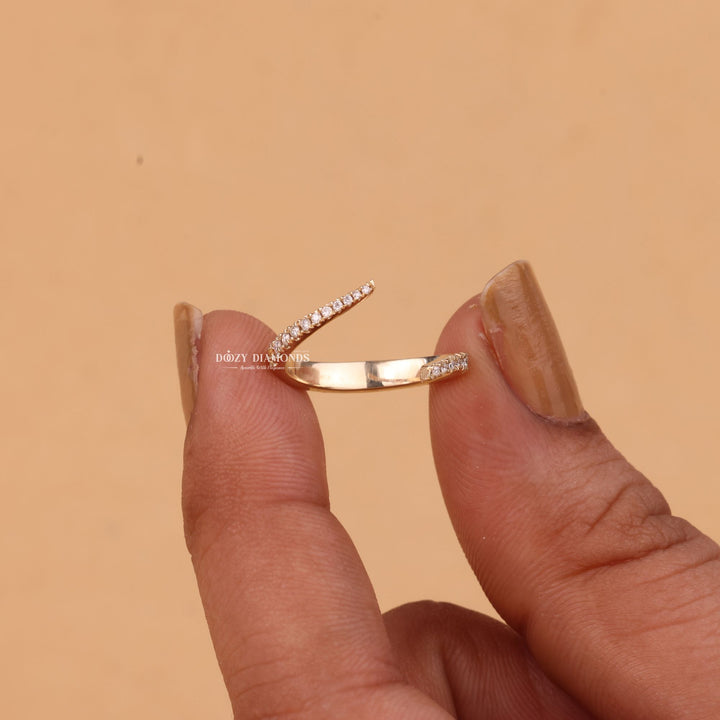 Round Cut Lab Grown Diamond EF/VVS Open Wedding Band