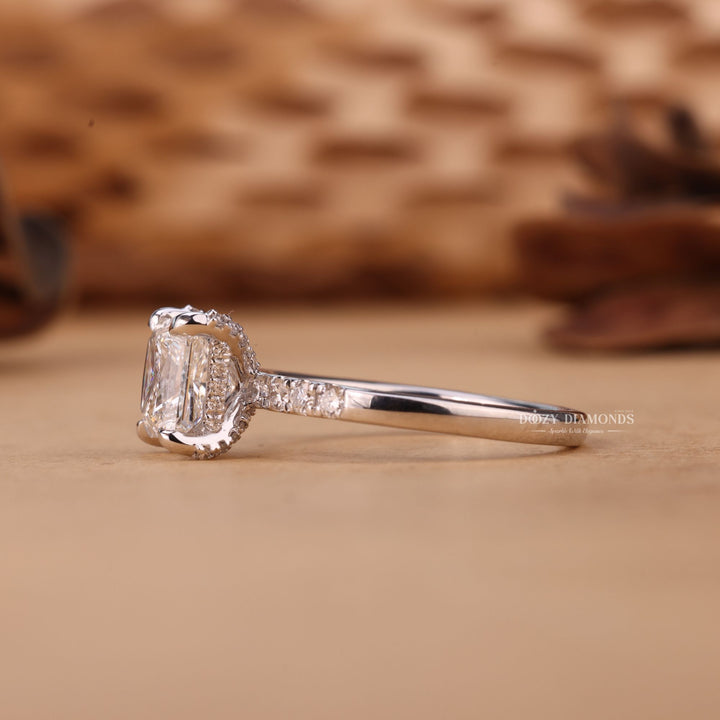 1.0CT-2.0CT Princess Cut F/VS1 Lab Grown Hidden Halo Diamond Engagement Ring