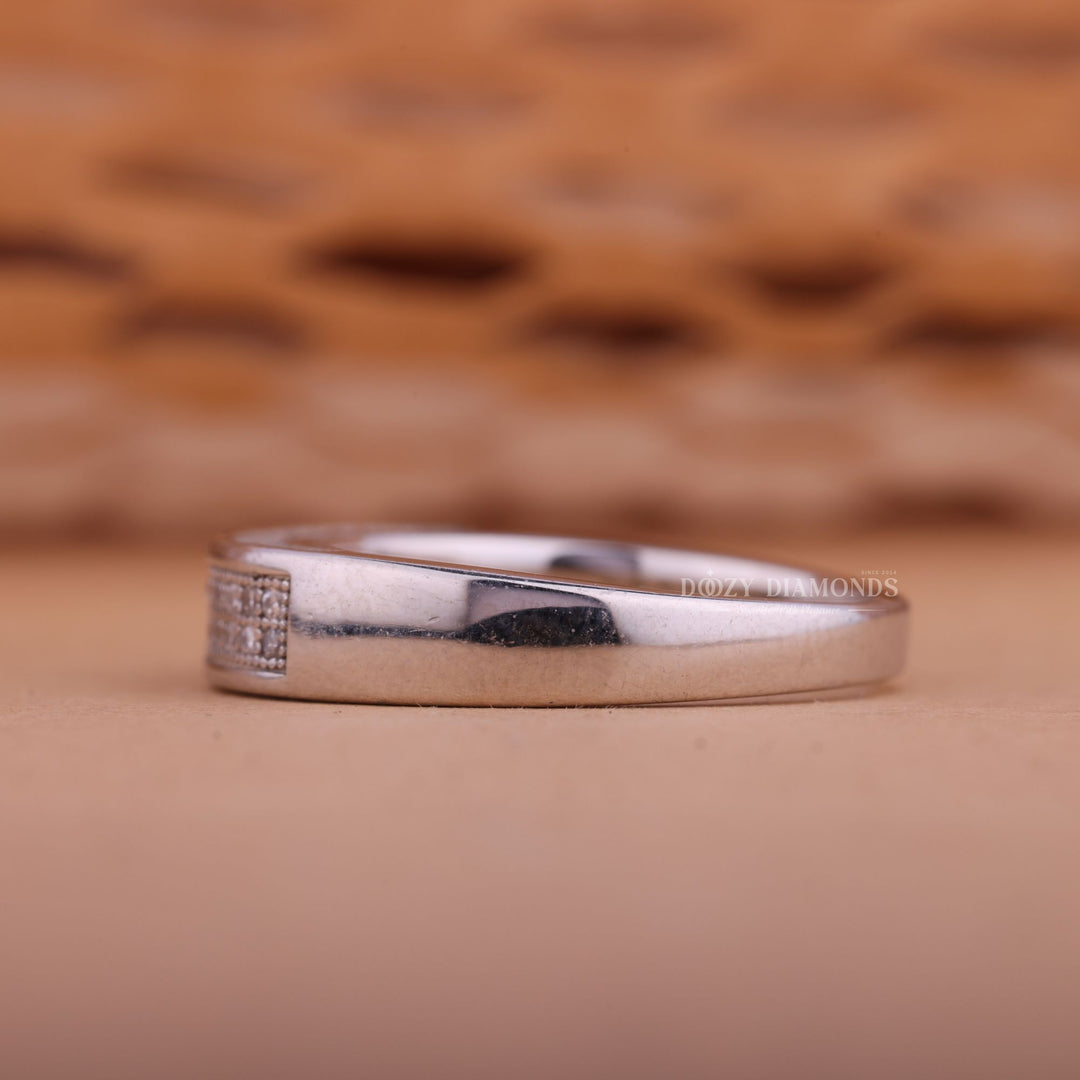 Round Diamond CVD EF/VVS Double Pave Wedding Band