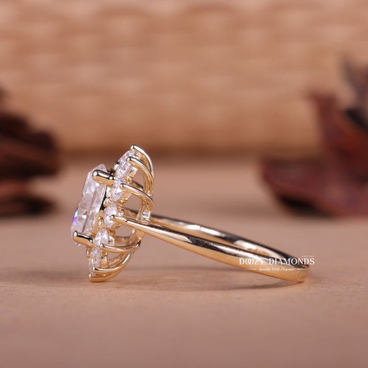 2.0CT-3.0CT Oval E/VS1 Floral Halo Lab Grown Diamond Engagement Ring