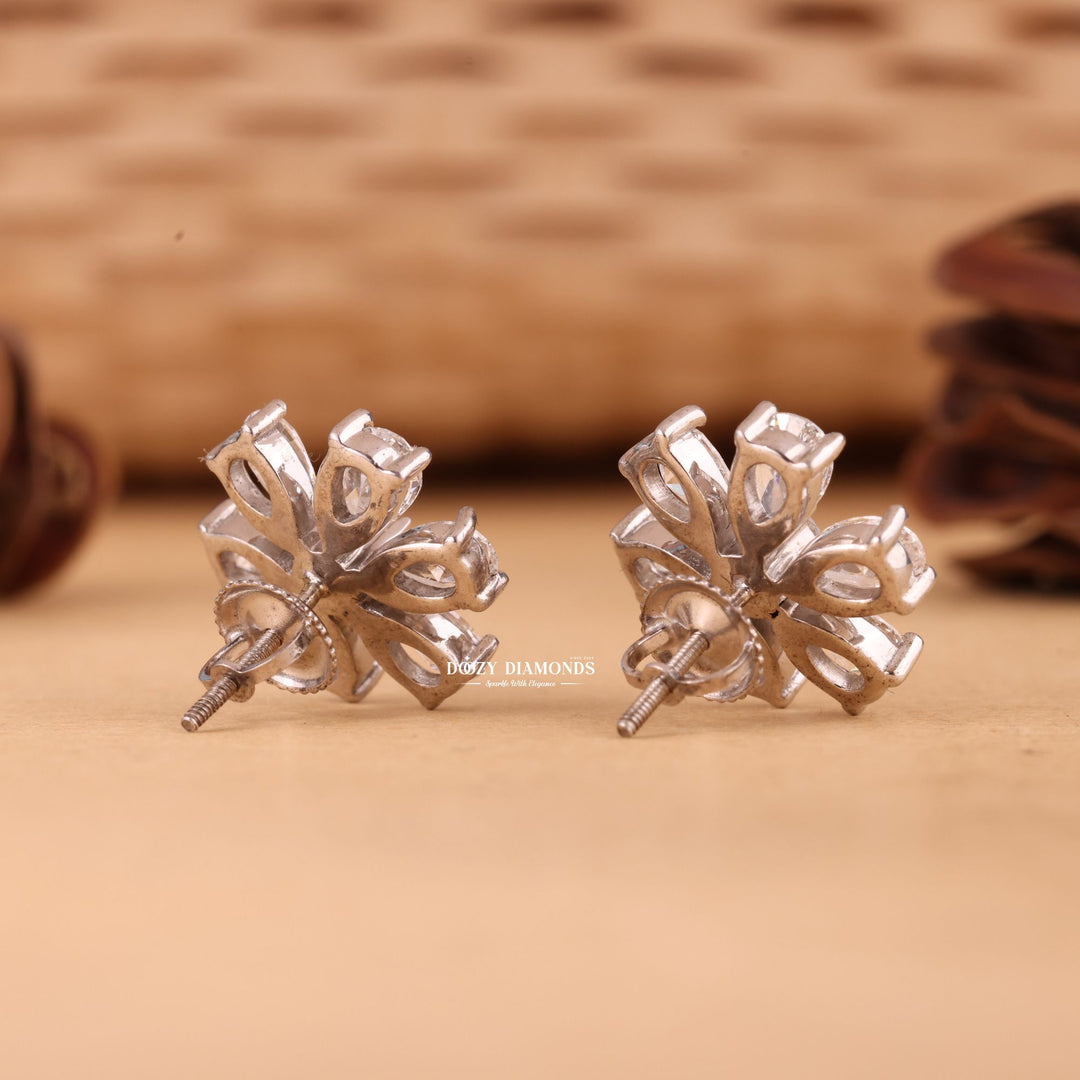 Round & Pear EF-VS2 Lab-Grown Diamond Flower Style Earrings