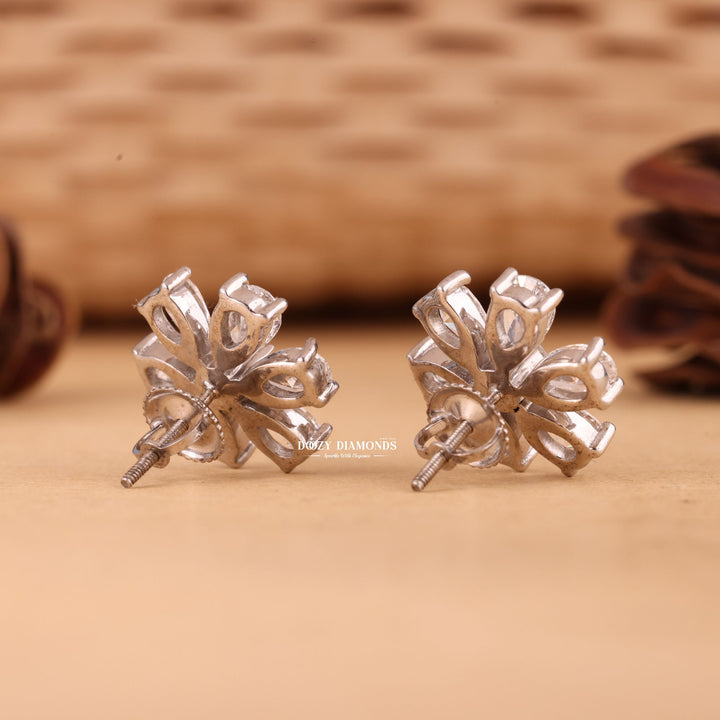 Round & Pear EF-VS2 Lab-Grown Diamond Flower Style Earrings