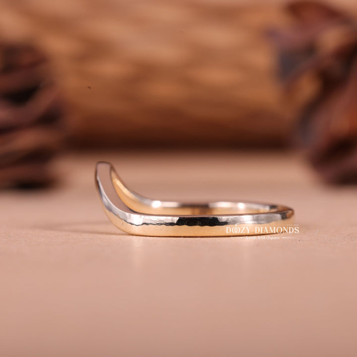14k-18k Solid Gold Plain Curved Stacking Wedding Band