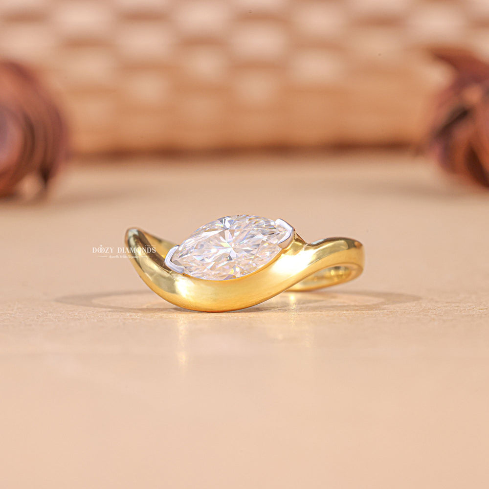 1.50CT - 2.50CT Marquise Cut F/VS1 Lab Grown Diamond Wave Engagement Ring - Doozy Diamonds