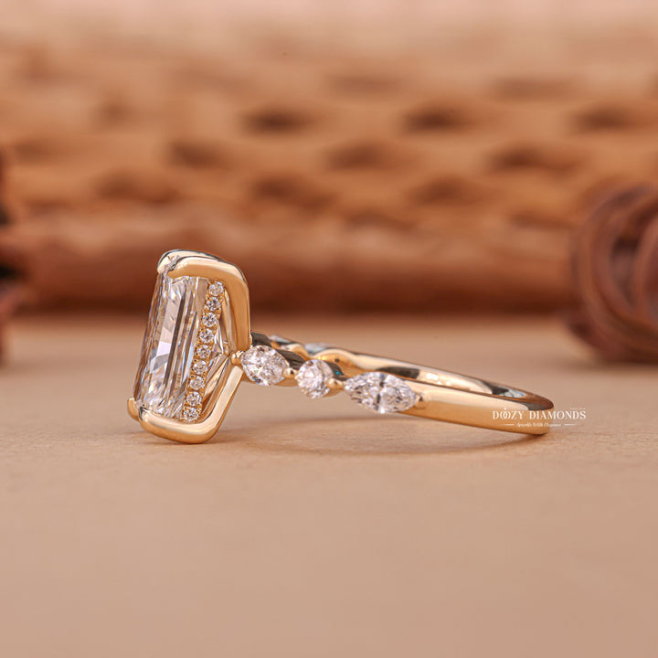 3.0CT Radiant Cut EF/VS2 Lab Grown Diamond Hidden halo Engagement Ring