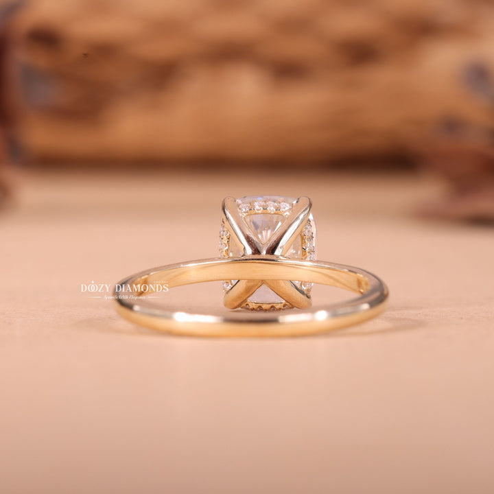 1.50CT-2.50CT Cushion F/VS2 Lab Grown Diamond Hidden Halo Engagement Ring