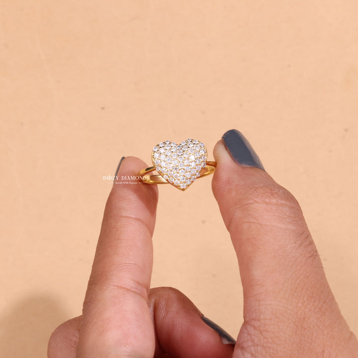 Round Cut Lab Grown Diamond F/VS1 Heart Shape Engagement Ring