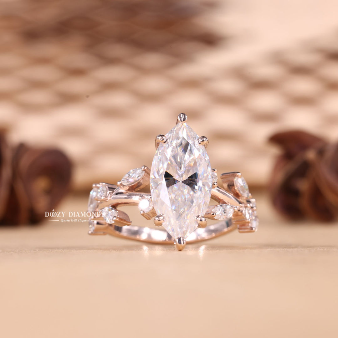 2.0CT-3.0CT Marquise Cut F/VS1 Lab Grown Diamond Nature Inspired Engagement Ring