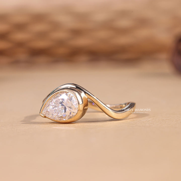 2.0CT-3.0CT Bezel Set Marquise F/VS2 Lab Grown Waves Diamond Engagement Ring