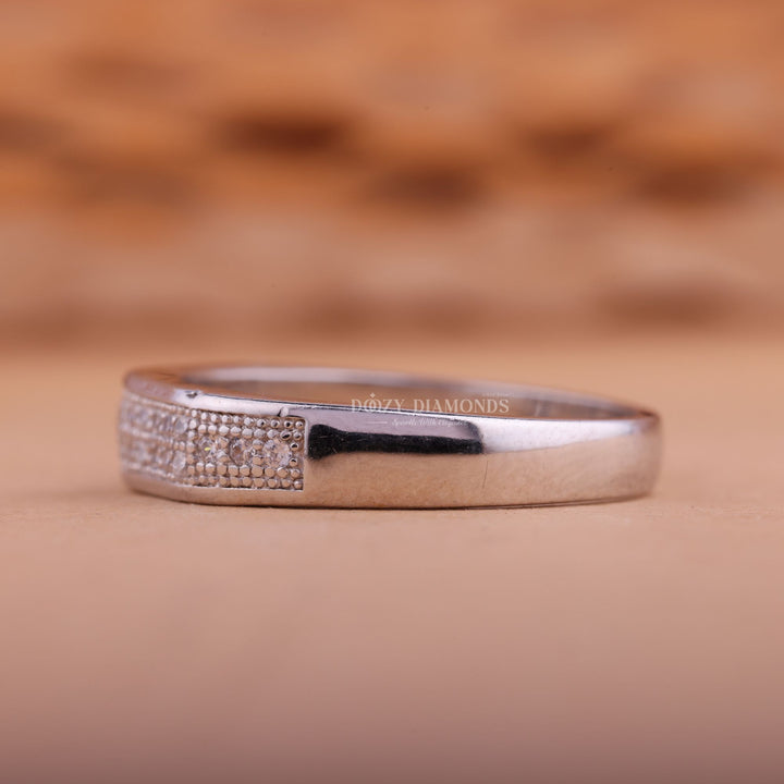 Round EF/VVS Diamond Double Row Lab Grown Wedding Band