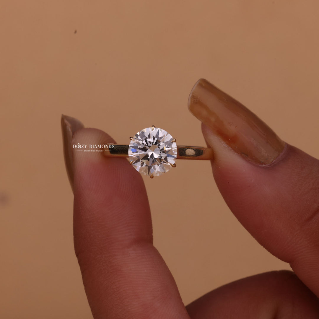 1.50CT-2.50CT Round Cut E/VS1 Lab Grown Diamond Solitaire Engagement Ring