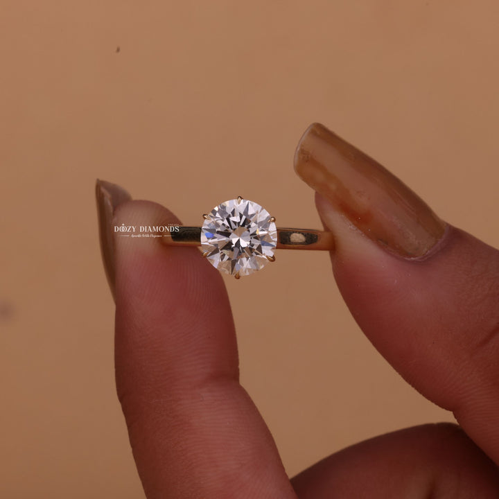 1.50CT-2.50CT Round Cut E/VS1 Lab Grown Diamond Solitaire Engagement Ring