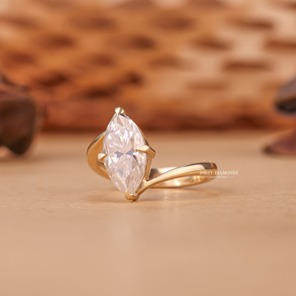 2.0CT - 3.0CT Marquise Cut E/VS1 Lab Grown Diamond Unique Bypass Engagement Ring - Doozy Diamonds