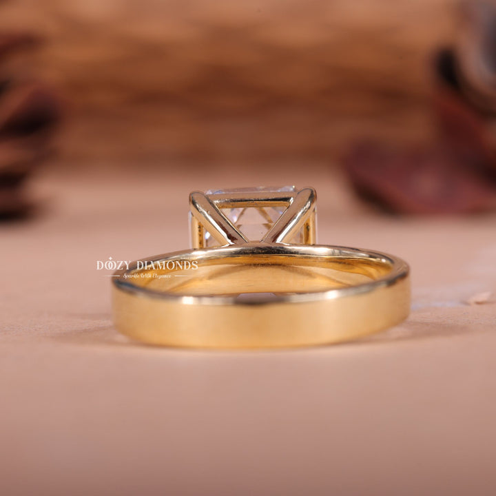 2.0CT-3.0CT Asscher EF/VS1 Lab Created Diamond Thick Band Engagement Ring