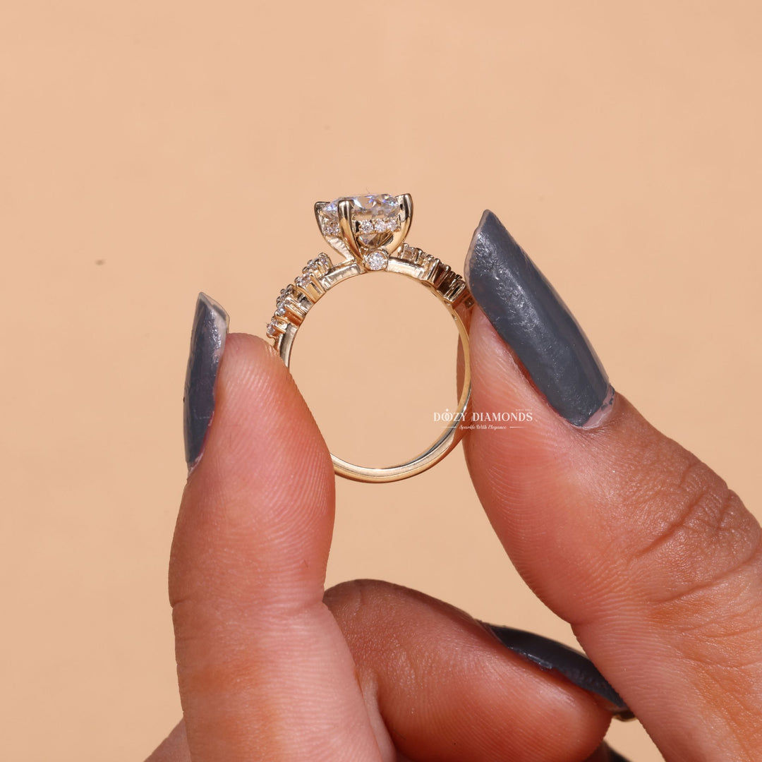 1.0CT-2.0CT Round Cut F/VS2 Lab Grown Diamond Cluster Engagement Ring