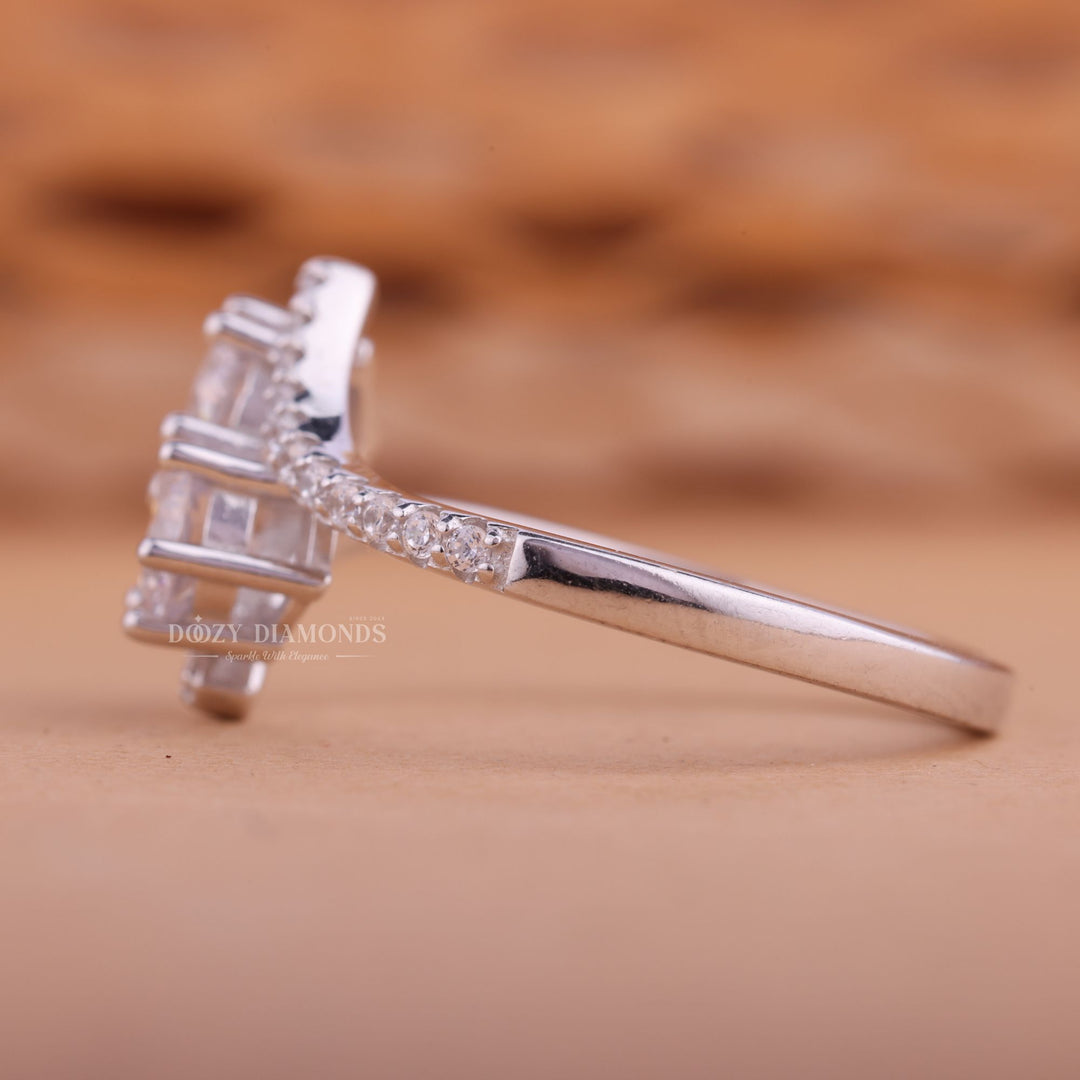 1.0CT Round CVD F/VS2 Diamond Two Stone Bypass Engagement Ring