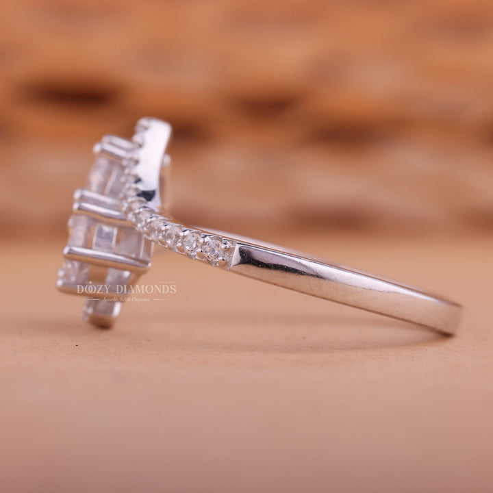 1.0CT Round CVD F/VS2 Diamond Two Stone Bypass Engagement Ring