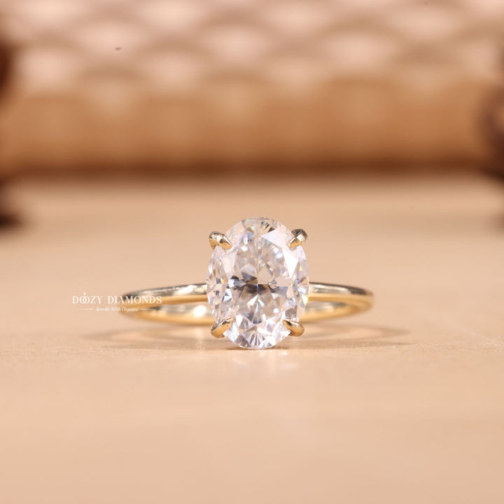 2.0CT-3.0CT Oval F/VS1 Lab Grown Diamond Hidden Halo Engagement Ring
