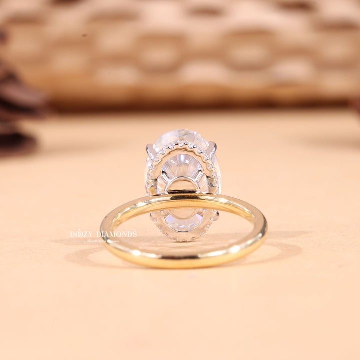 4.0CT-6.0CT Oval Cut F/VS1 Lab Grown Hidden Halo Diamond Engagement Ring