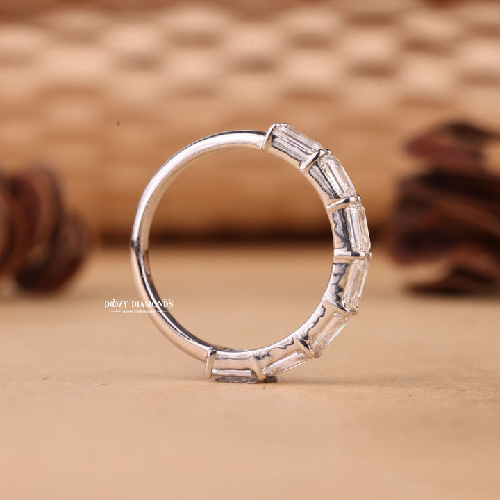 Emerald Cut Lab Grown Diamond EF/VVS Half Eternity Wedding Band