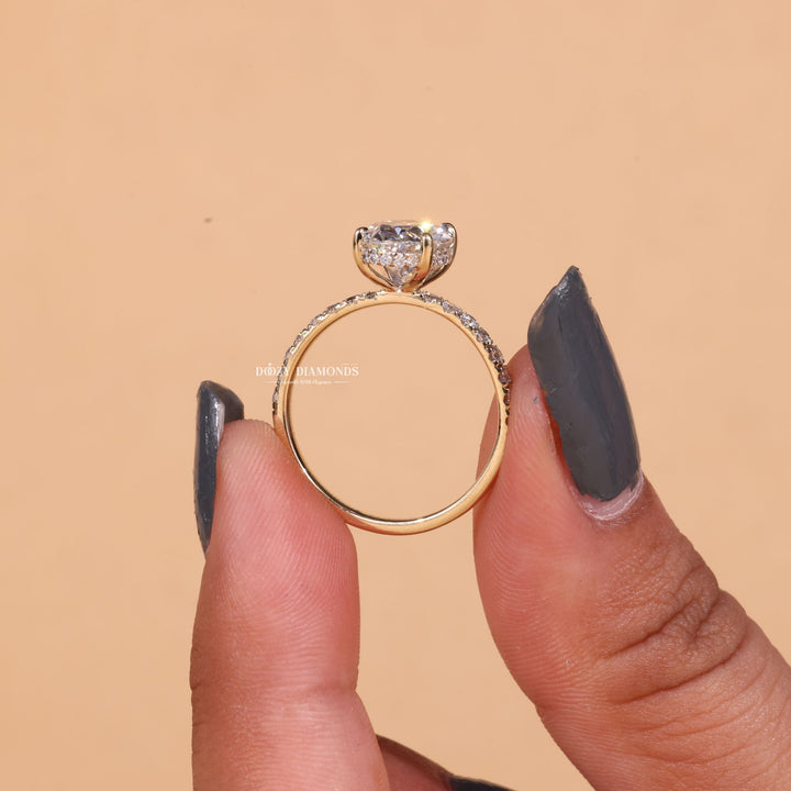 2.50CT-3.50CT Oval Cut E/VS2 Lab Grown Hidden Halo Diamond Engagement Ring