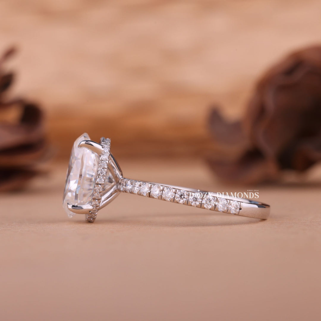 2.50CT-3.50CT Oval F/VS1 Lab Created Hidden Halo Diamond Engagement Ring