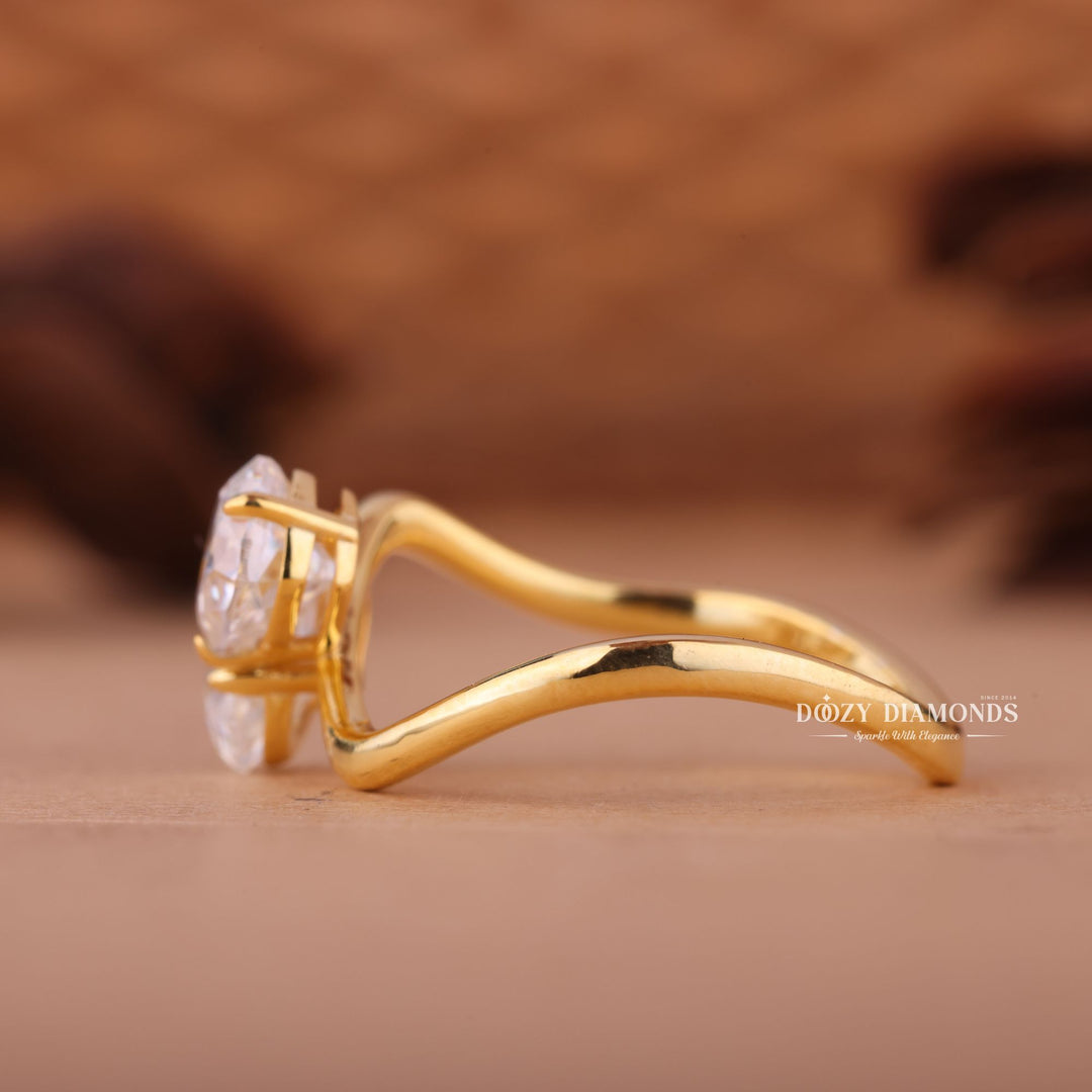 Cushion & Oval Cut Lab Grown Diamond Toi et Moi Engagement Ring