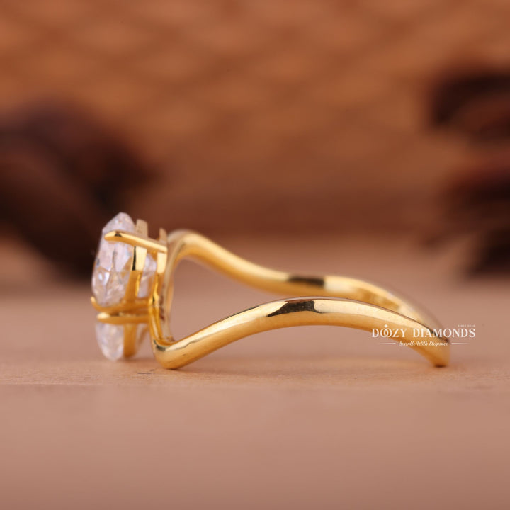 Cushion & Oval Cut Lab Grown Diamond Toi et Moi Engagement Ring