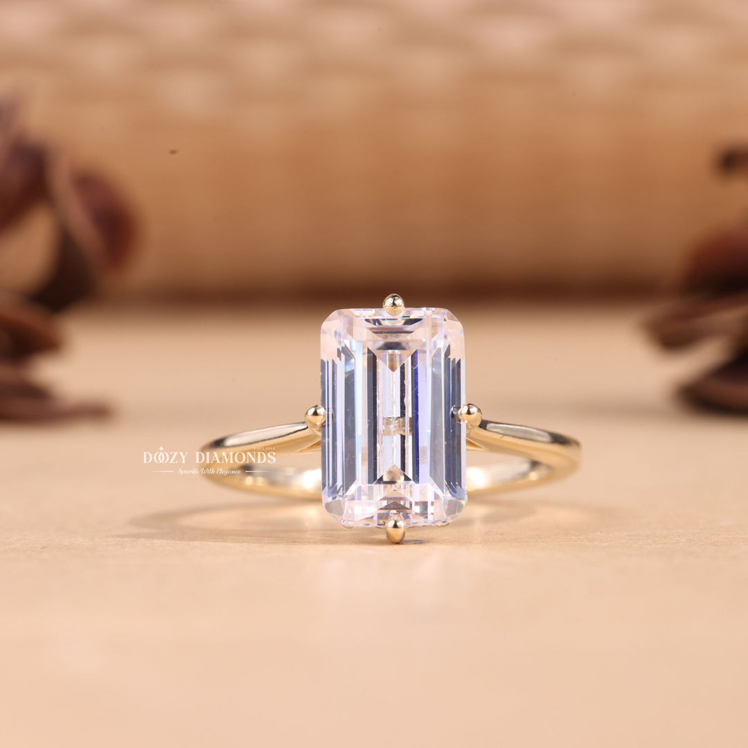 4.0CT-6.0CT Emerald Cut E/VS1 Lab Grown Diamond Hidden Halo Engagement Ring