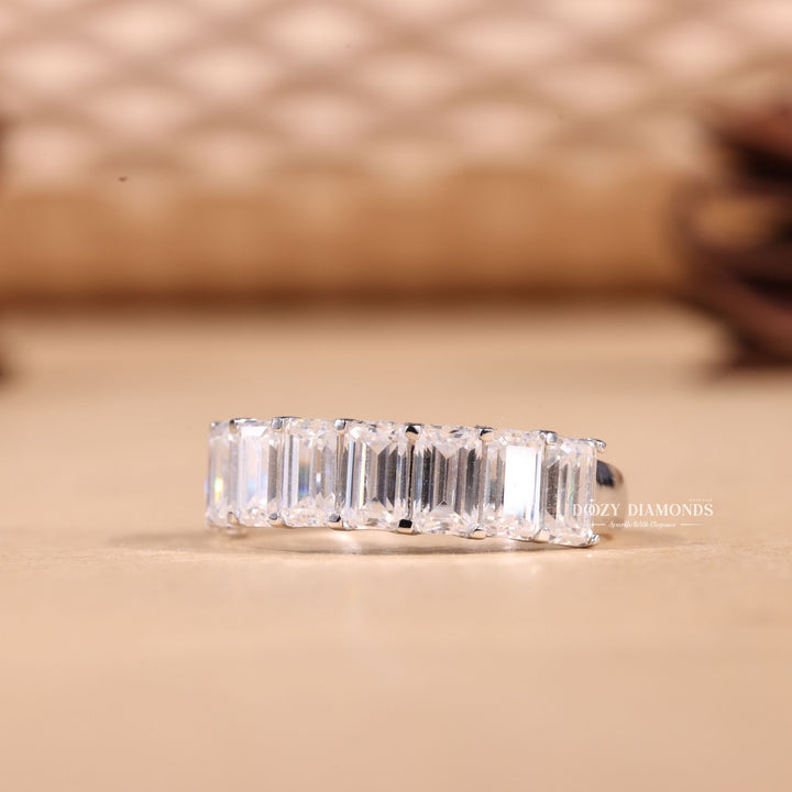 Emerald Cut Lab Grown Diamond EF/VVS Half Eternity Wedding Band