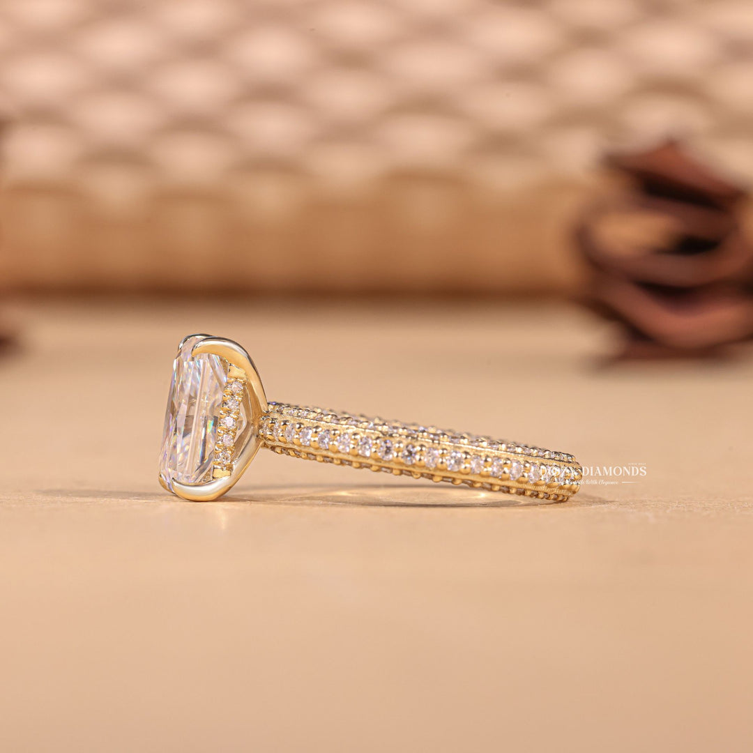 3.0CT - 4.0CT Radiant E/VS2 Lab Grown Diamond Micro Pave Engagement Ring - Doozy Diamonds