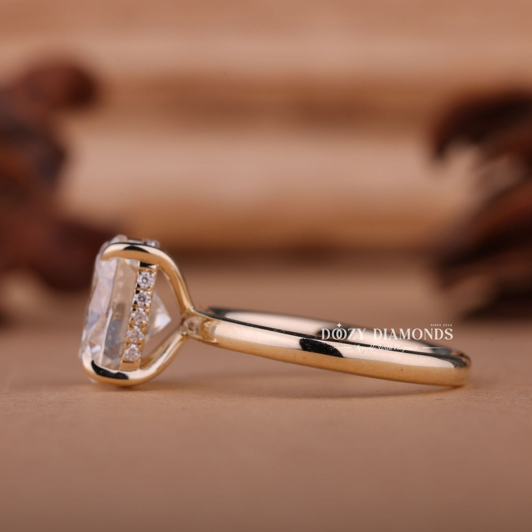 2.0CT-3.0CT Cushion E/VS1 Lab Created Hidden Halo Diamond Engagement Ring