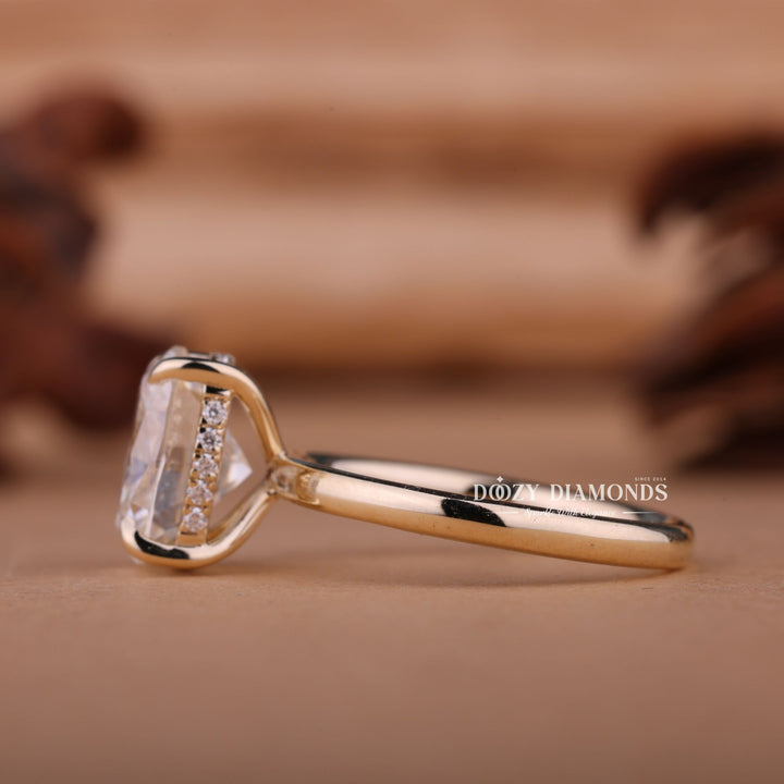2.0CT-3.0CT Cushion E/VS1 Lab Created Hidden Halo Diamond Engagement Ring