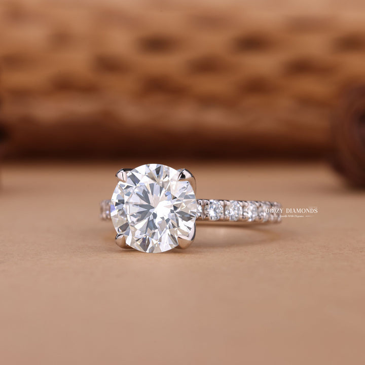 2.50CT Round Cut F/VS2 Lab Grown Diamond Tulip Set Engagement Ring