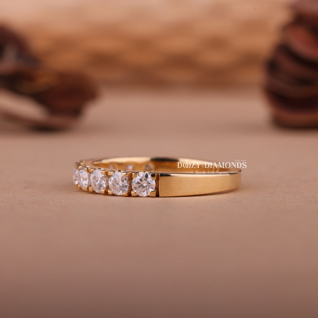 2.50mm Round EF/VVS Diamond Lab Grown Half Eternity Wedding Band