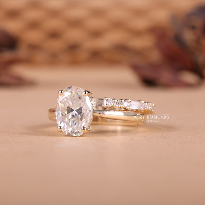 2.50CT Oval Cut EF-VS2 Lab Grown Solitaire Wedding Ring with Full Eternity Band