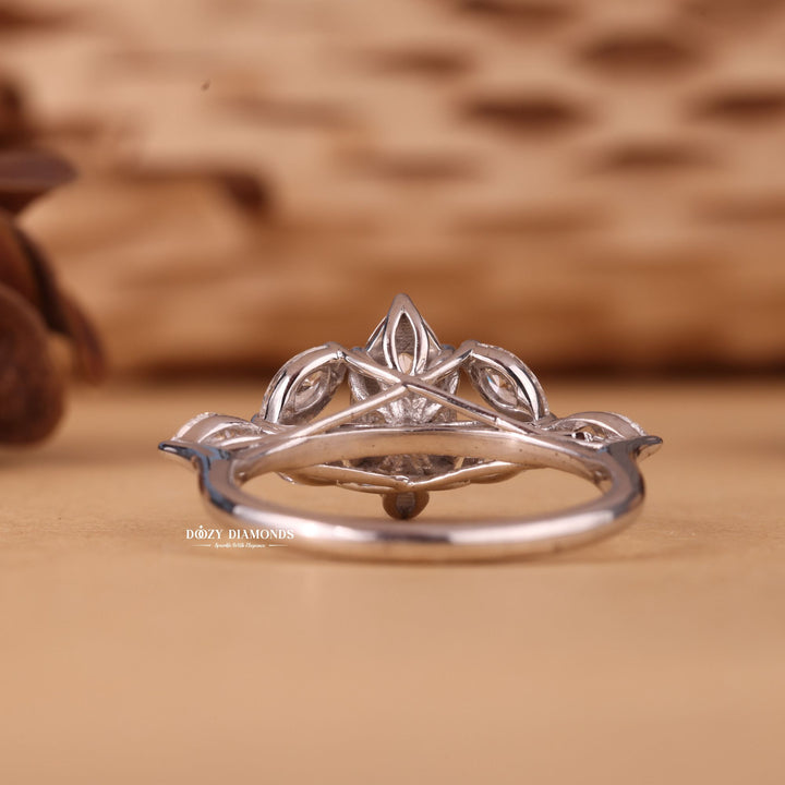 1.0CT-2.0CT Marquise Cut F/VS2 Lab Grown Cluster Diamond Engagement Ring