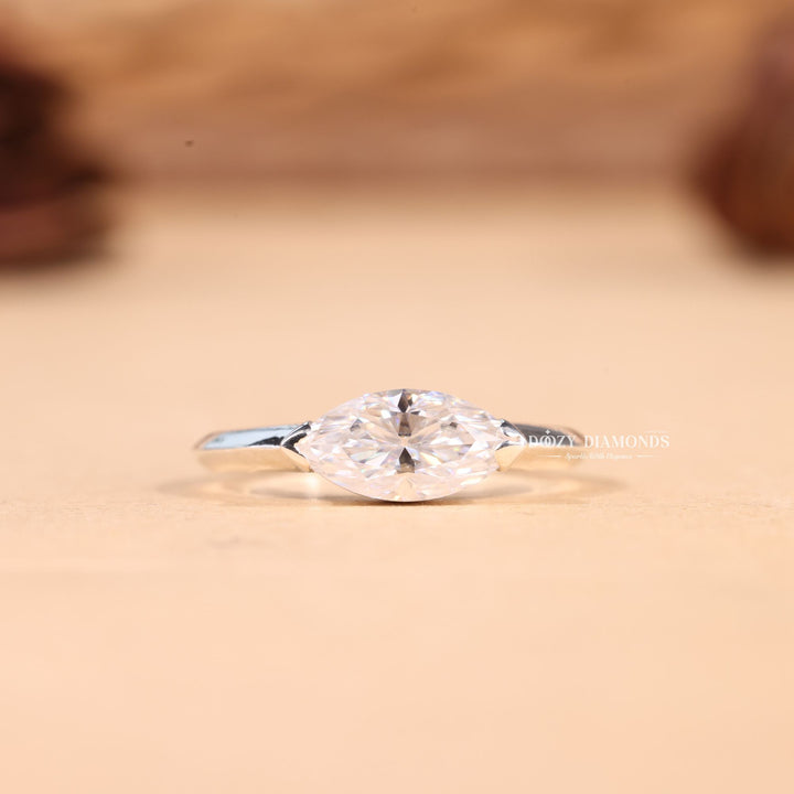 1.0CT-2.0CT East West Marquise Cut F/VS2 Lab Grown Diamond Engagement Ring